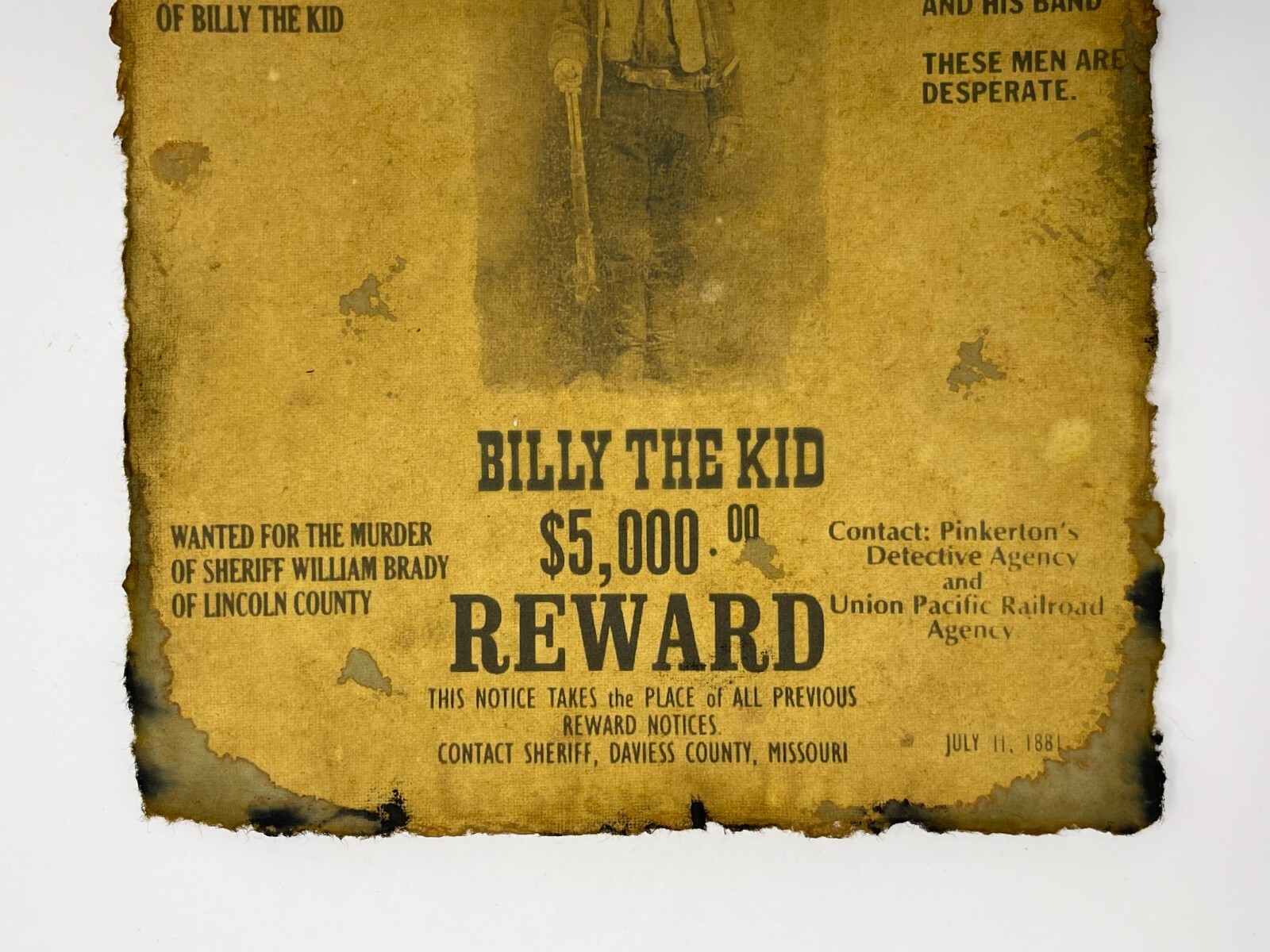 Billy The Kid Wanted Poster Distressed Prints Aged Western Art Wild West Reward