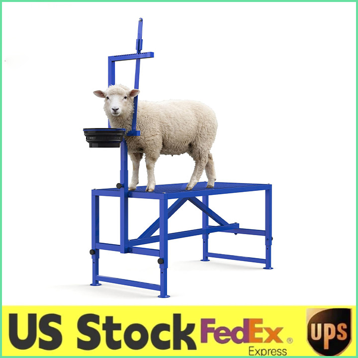 47" 600LBS Livestock Table Goat Stand w/Feed Bin for Grooming,Shearing,Milking