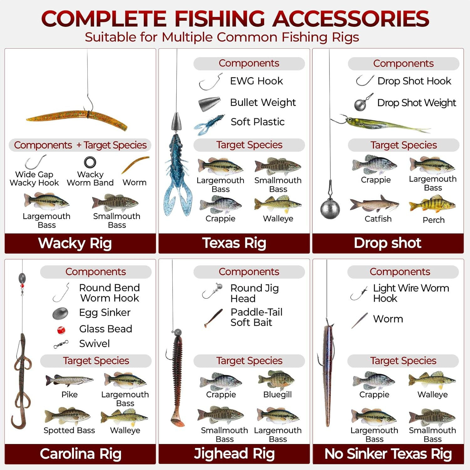 by Kastking 182/265/400Pcs Compact Fishing Tackle Kit - All-In-One Freshwater Ho