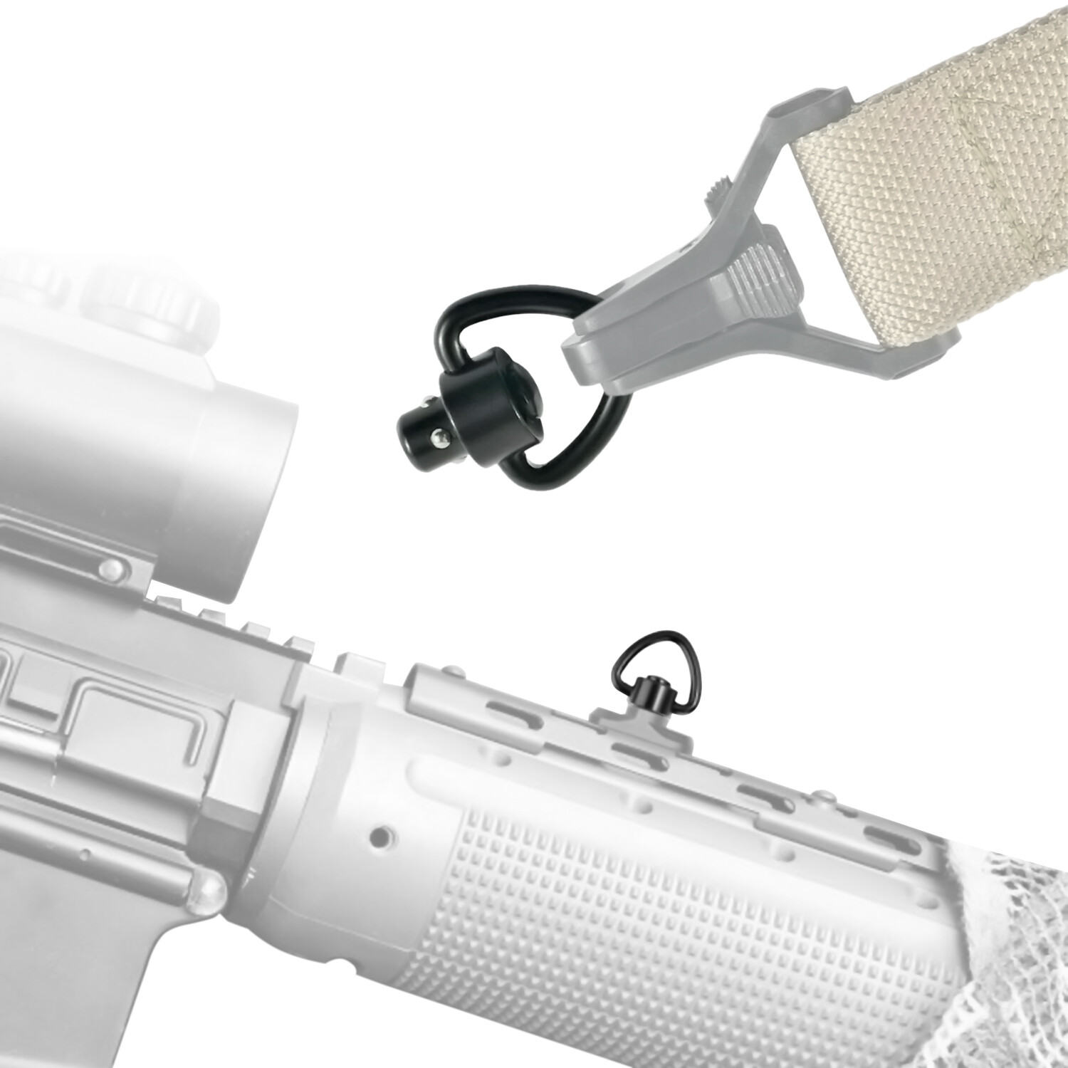 2 PCS D-Loop Quick Detach Set 1" Heavy Duty QD Sling Swivels with Push Button