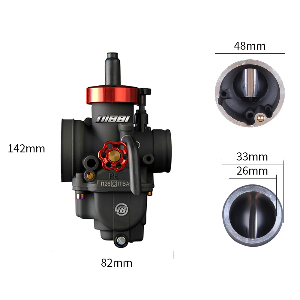 NIBBI Racing PE26mm Carburetor w/ Filter For 150-200cc ATV Scooter Pit Dirt Bike