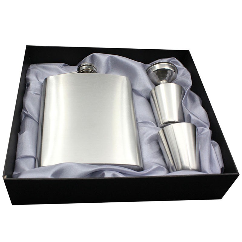 8oz Portable Hip Flask Set Wine Pot Set Stainless Steel w/ 2 Cups 1 Funnel Box