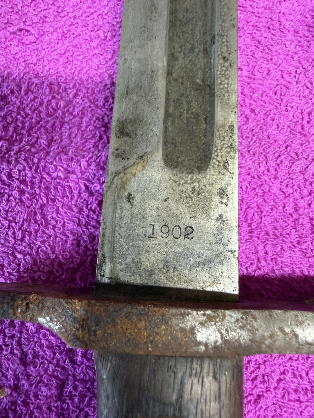 US ARMY PRE WWI US KRAG JORGENSEN BAYONET-DATED 1902-WITH SCABBARD