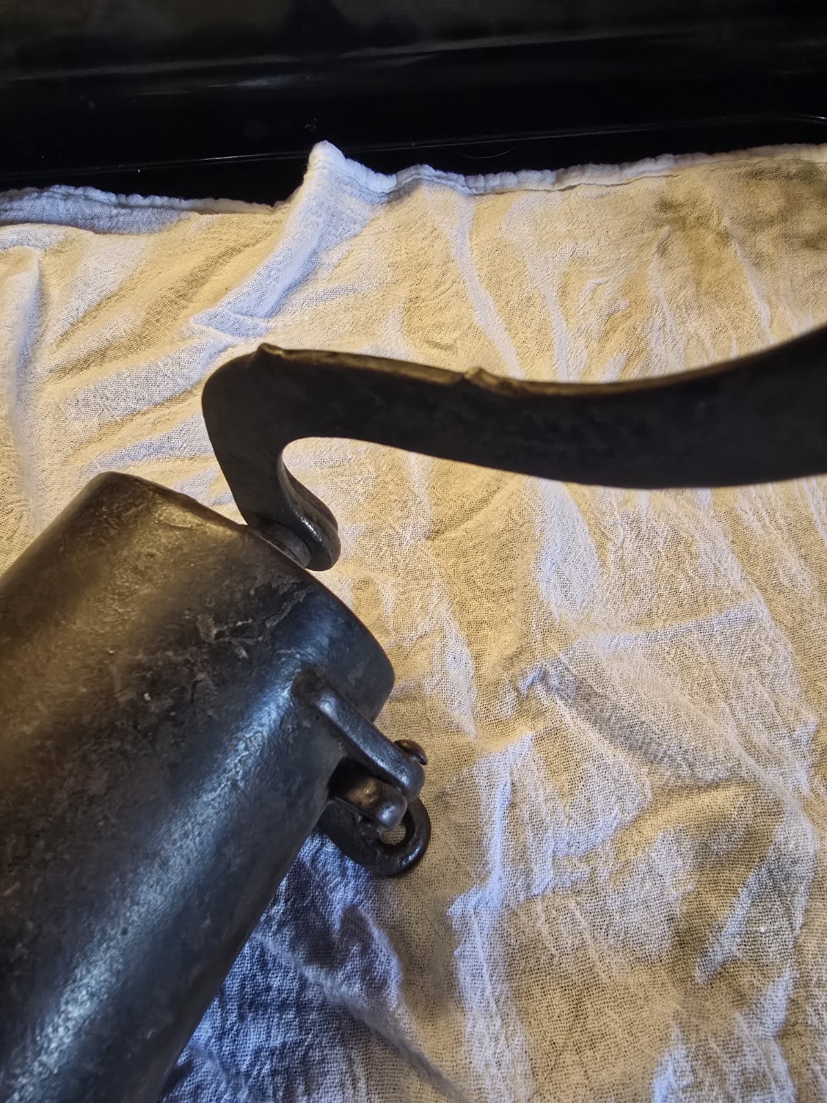 Primitive Cast Iron Tobacco Shredder Cutter Grinder Wood Handle Large