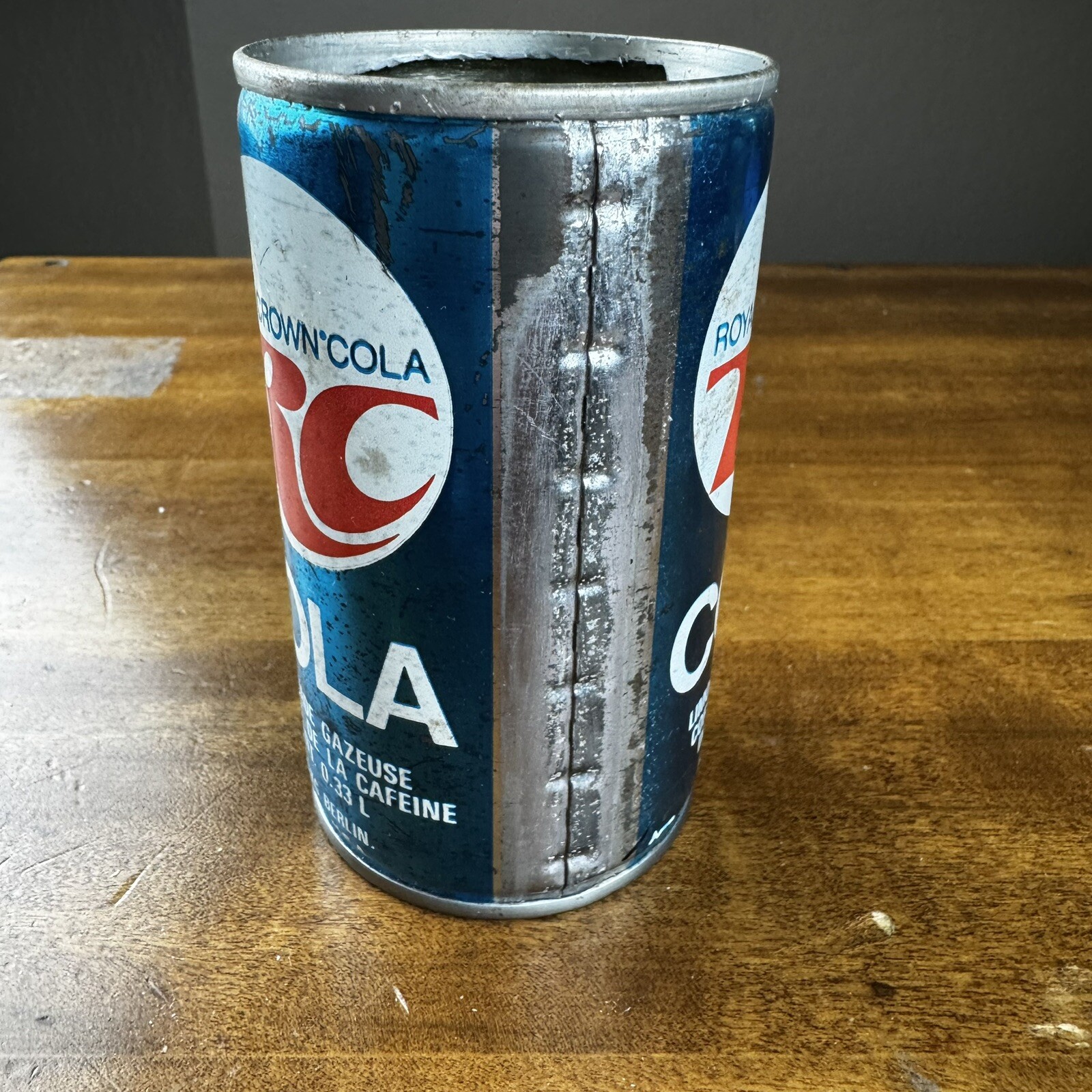 Vintage RC Cola Can Rare Steel Seam Berlin Germany Hergestellt No Top Royal Crwn