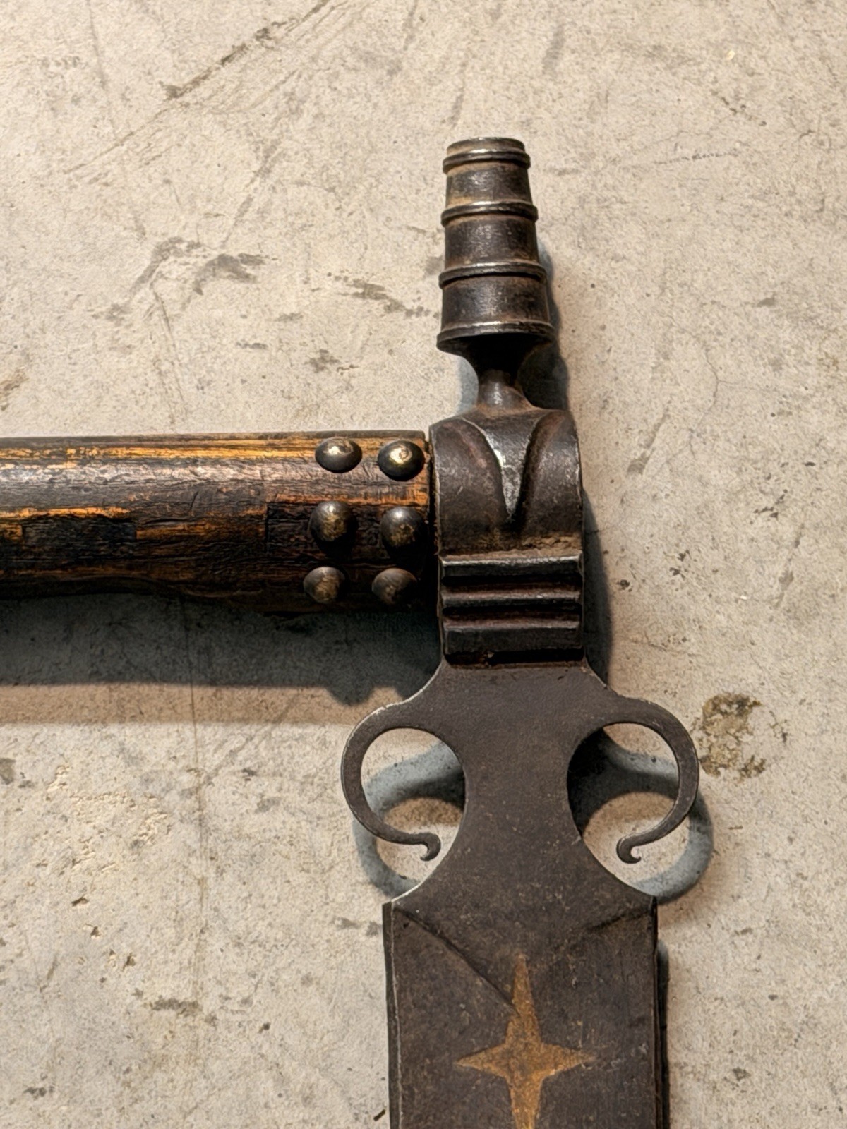 1800’s Plains Indian Pipe Tomahawk with Beaded Drop and Star Engraving