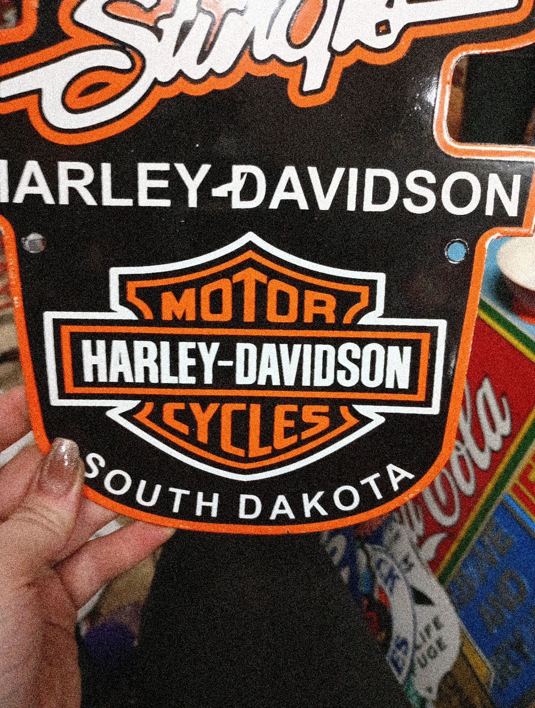 Porcelain Harley Davidson South Dakota Motorcycles Sign
