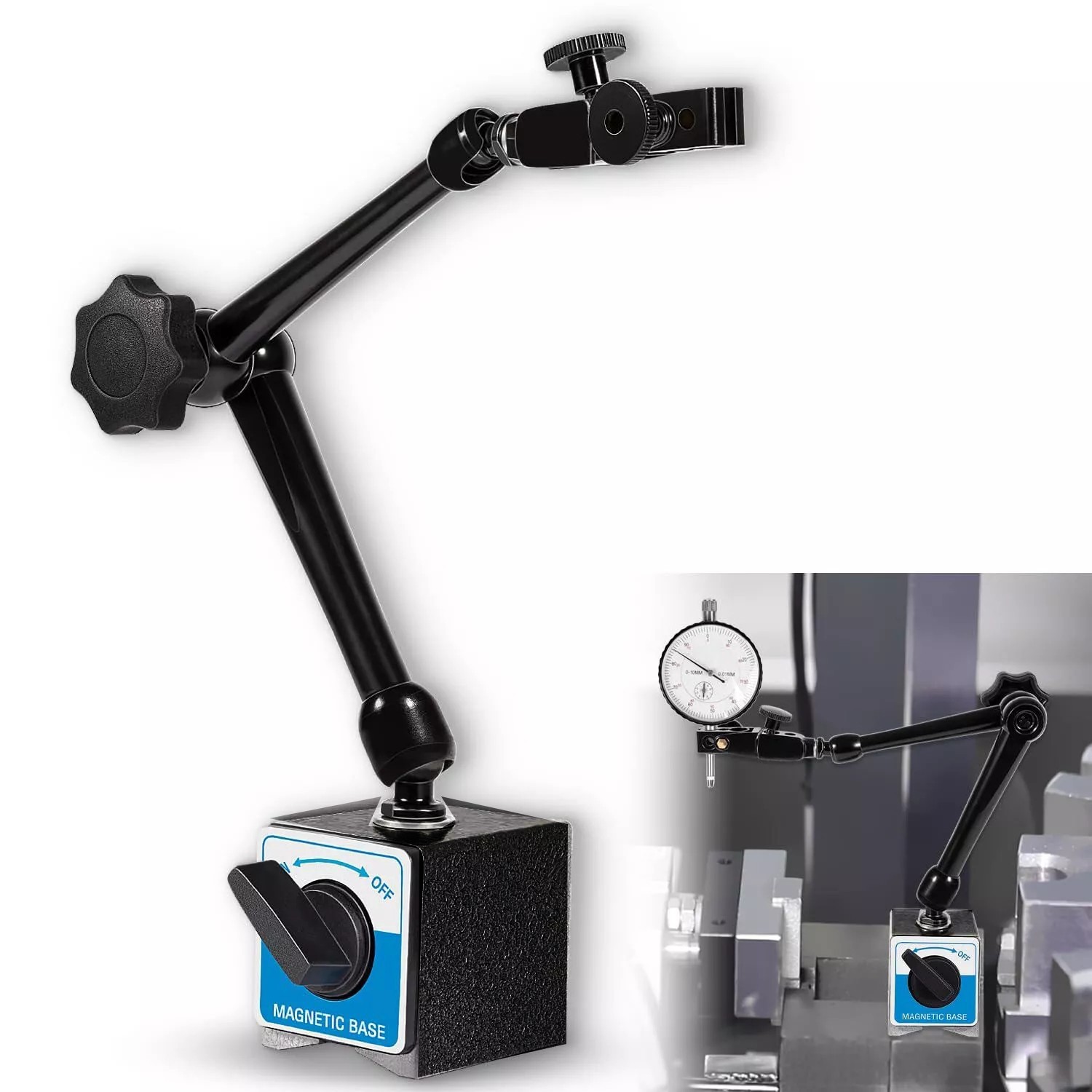 DG61003 H-295 Noga Dial Test Indicator Holder with 176 Lbs Magnetic Base