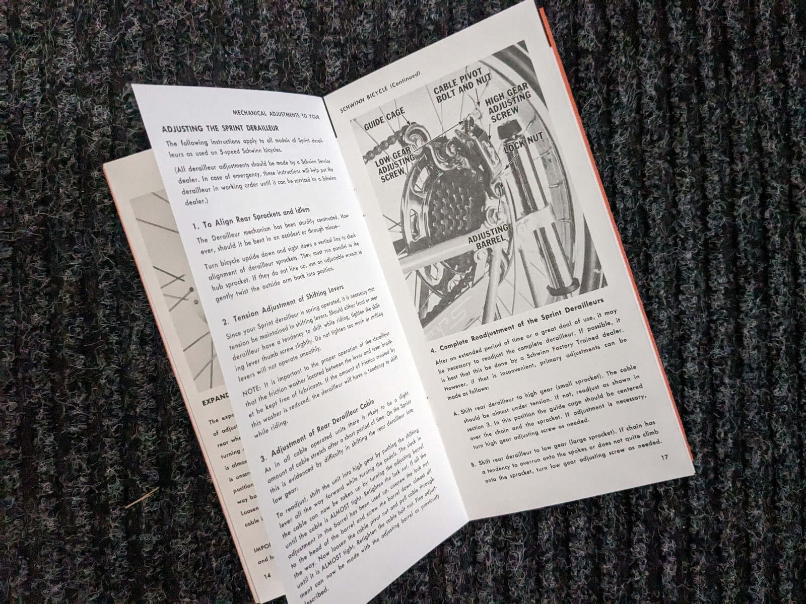 SCHWINN 1968 KRATE & 5 Speed Bicycle Stingray Owners Manual