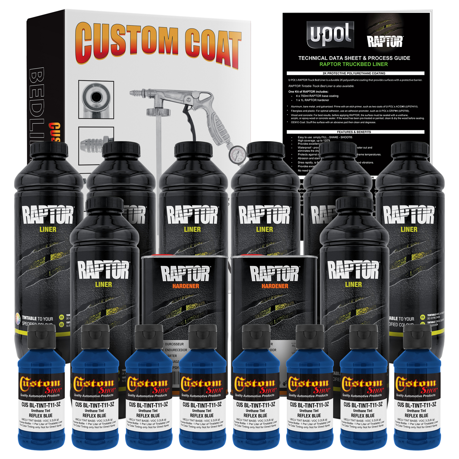 Raptor Reflex Blue Urethane Spray-On Truck Bed Liner Spray Gun,8 Liters