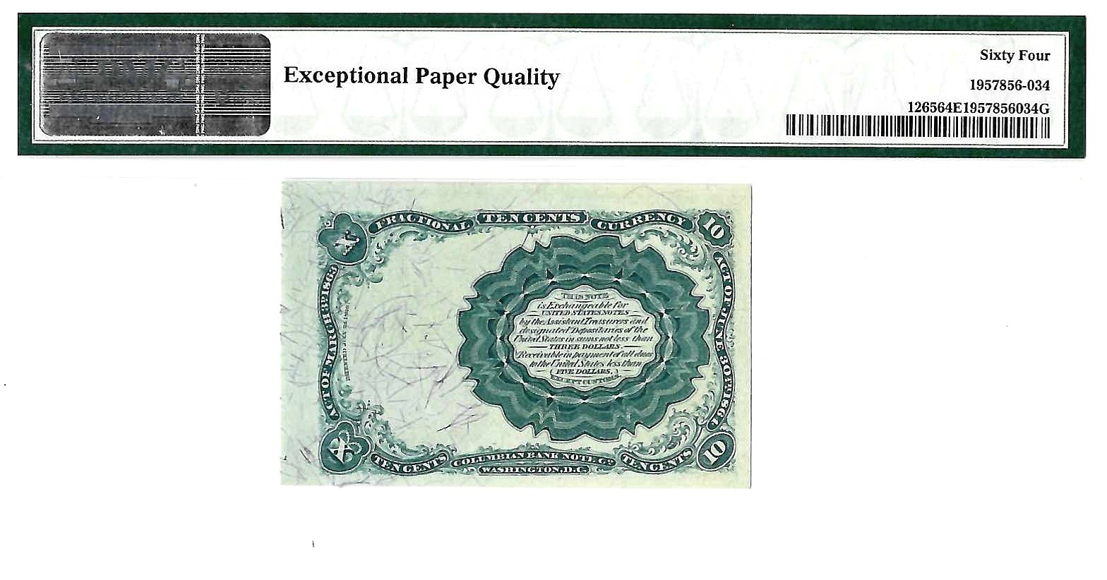 10 Cents Fifth Issue Fractional Currency Fr. 1265 PMG Choice UNC 64 EPQ