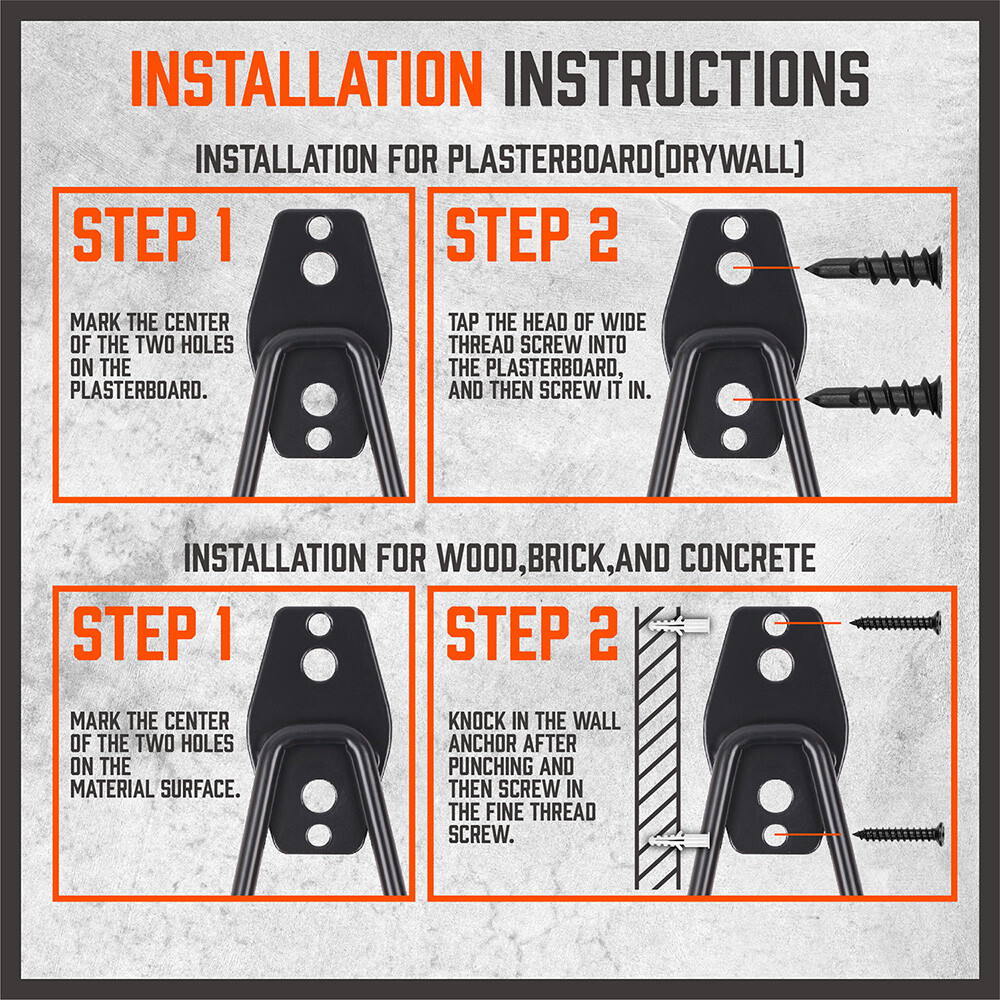 10-Pack Steel Garage Storage Utility Double Hooks Wall Organizer Tool Hanger H-D