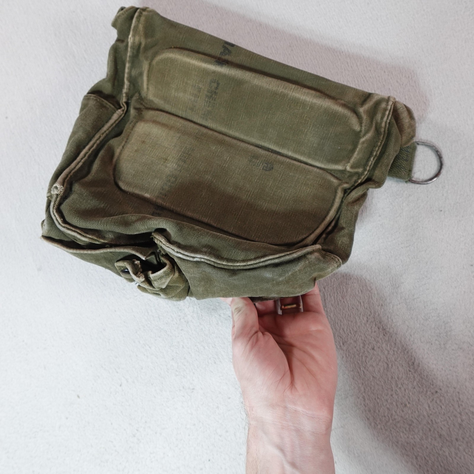 Vintage Military M-17 Field Bag Pouch Canvas OD Green Small Carry Case Gear