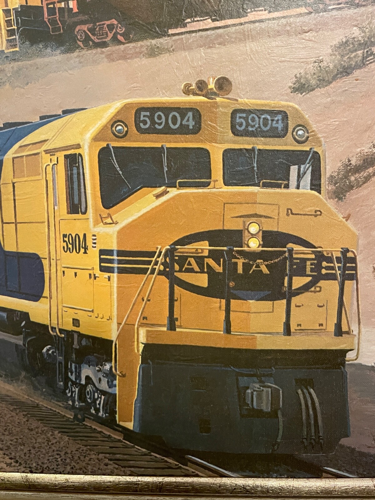 LARGE VINTAGE COMMERCIAL SANTA FE TRAINS SHIPPING OFFICE FOGG PRINT 23'" BY 35"