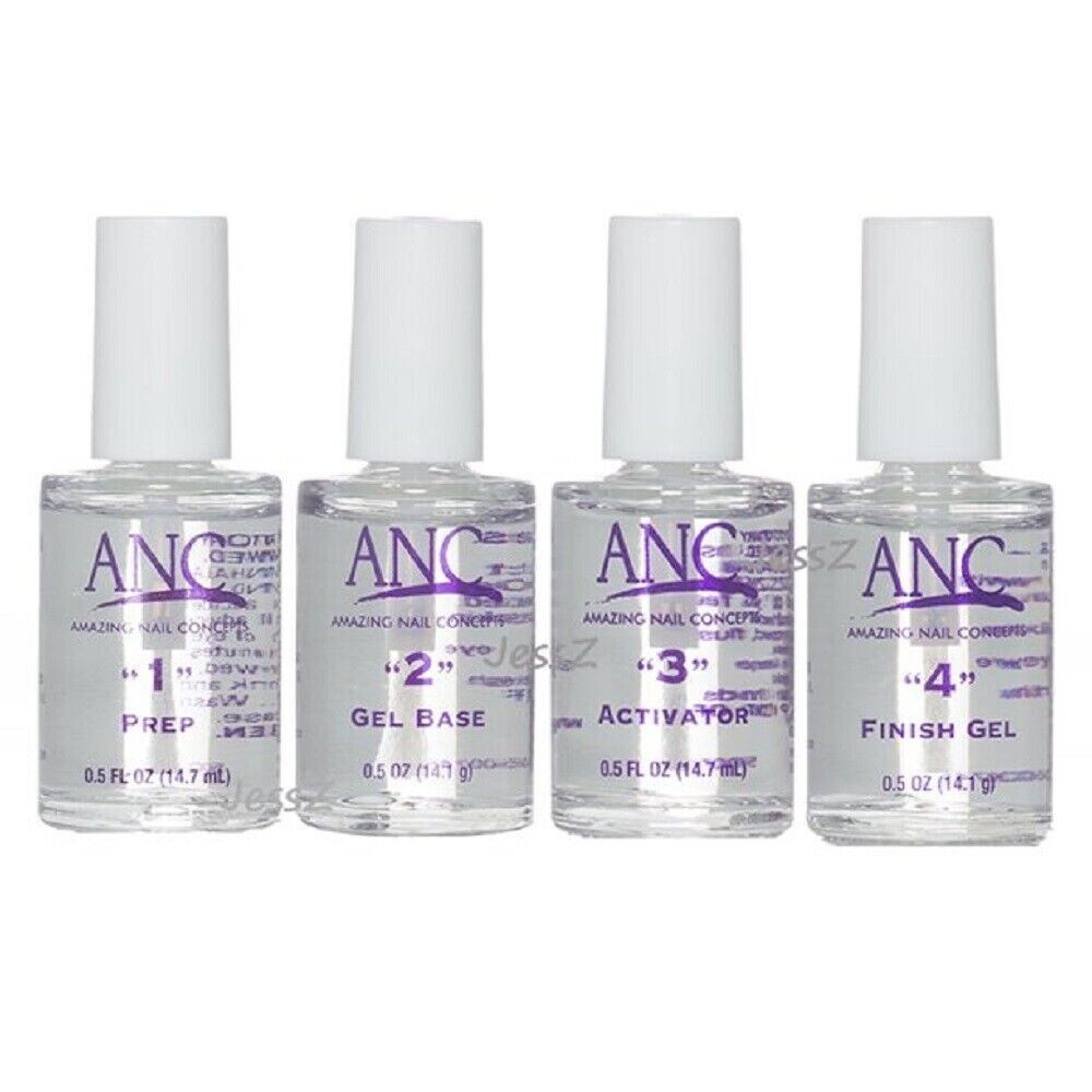 ANC Nail Dip Powder Liquid System #1-#4 .5oz 14.7 mL 4 Bottles