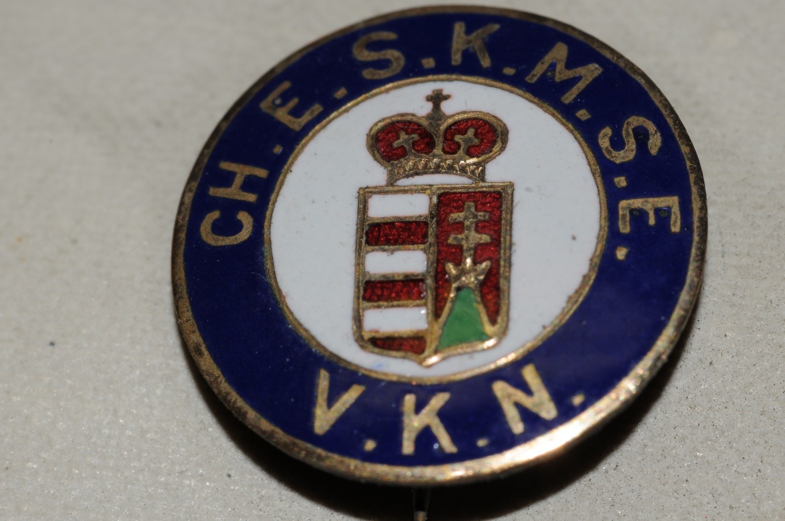 CH.E.S.K.M.S.E. V.K.N. Fraternal Organization Pin Gold Filled 1902 Historical