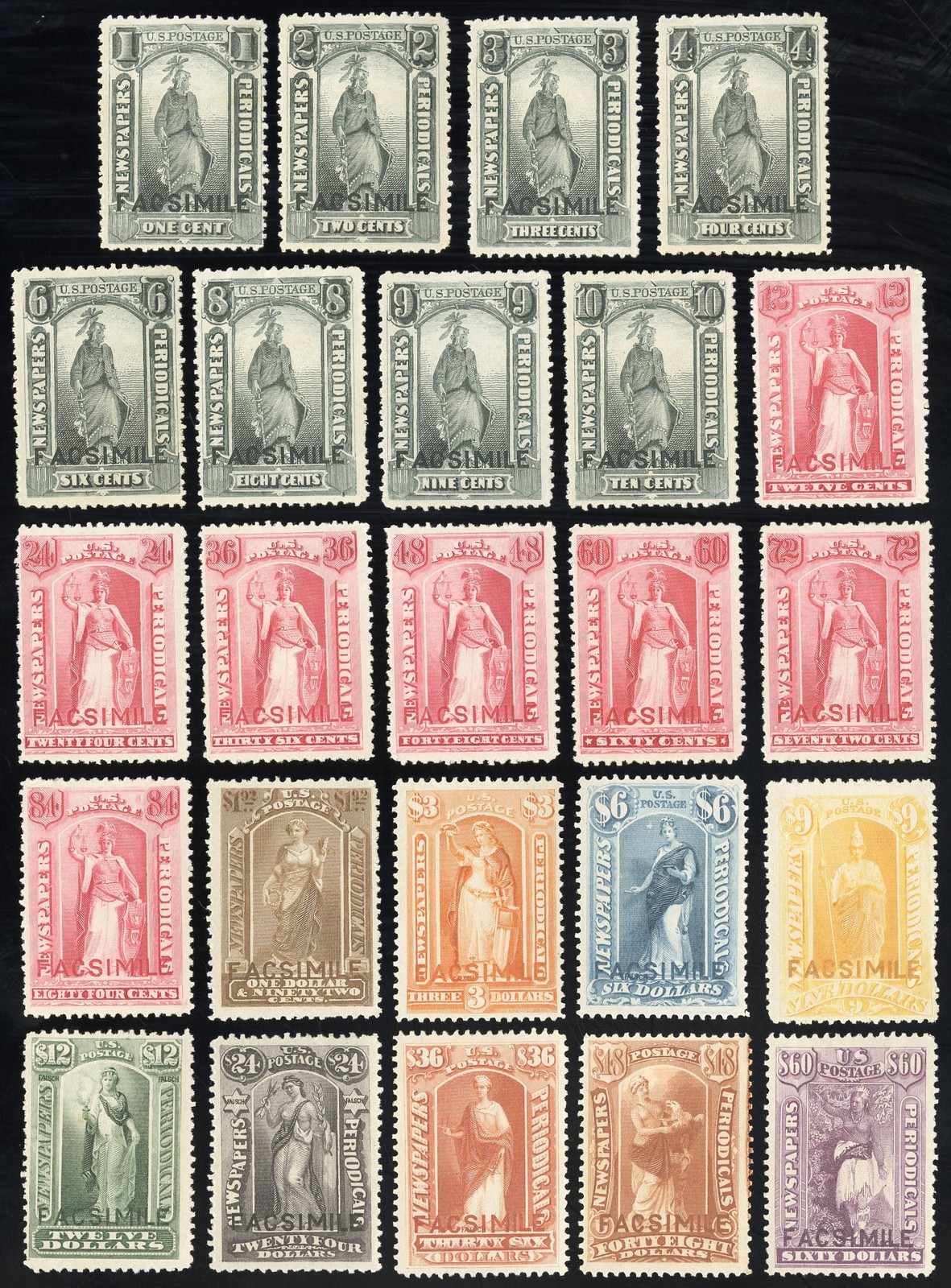 US Stamps Lot Of 24 Facsimile Newspaper All Different Great References