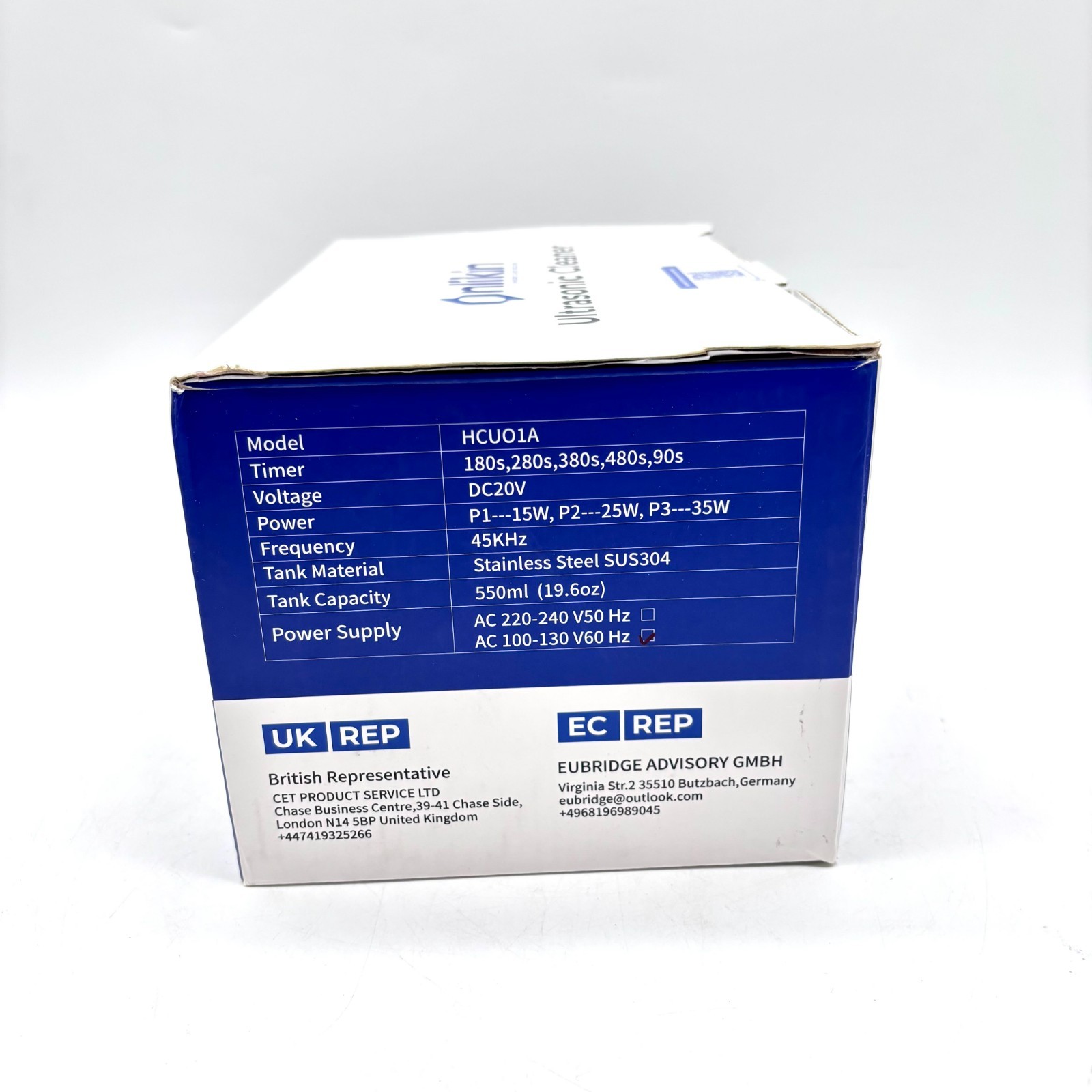 New Onlikin 45000Hz Ultrasonic Cleaner (550 ML Tank Capacity) HCUO1A: White