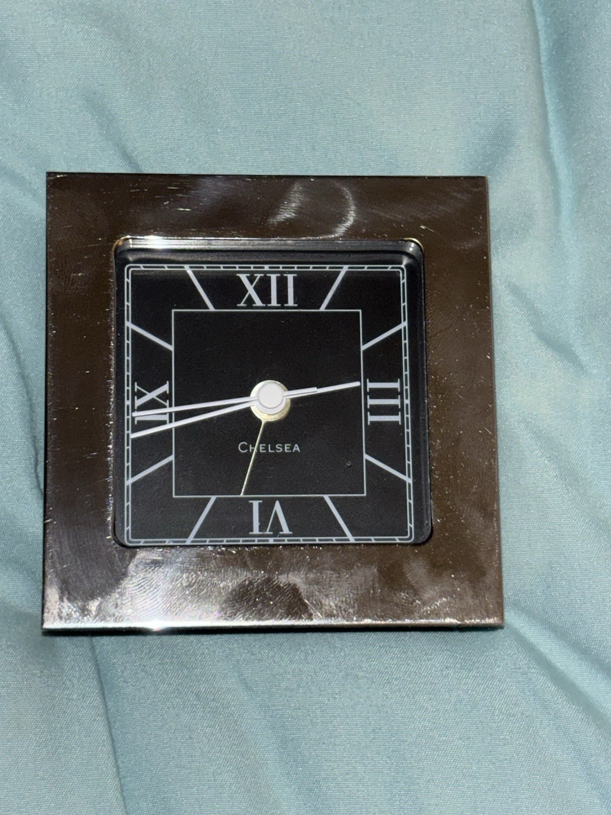 Chelsea Polished Nickle Art Deco Desk Alarm Clock German Quartz Movment 3"