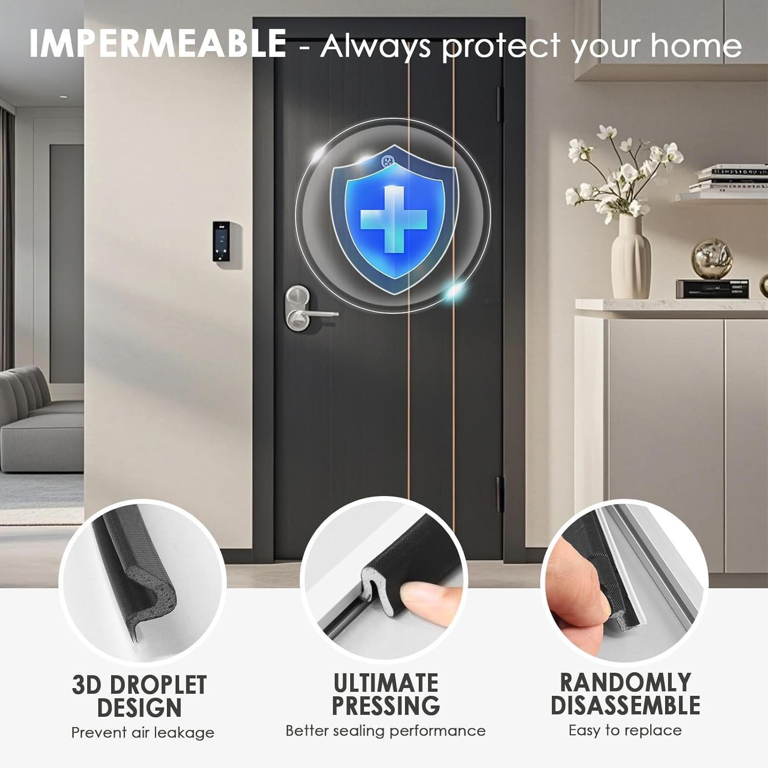 40Ft Kerf Weather Stripping Door Seal Strip for Door Frame Exterior Soundproof