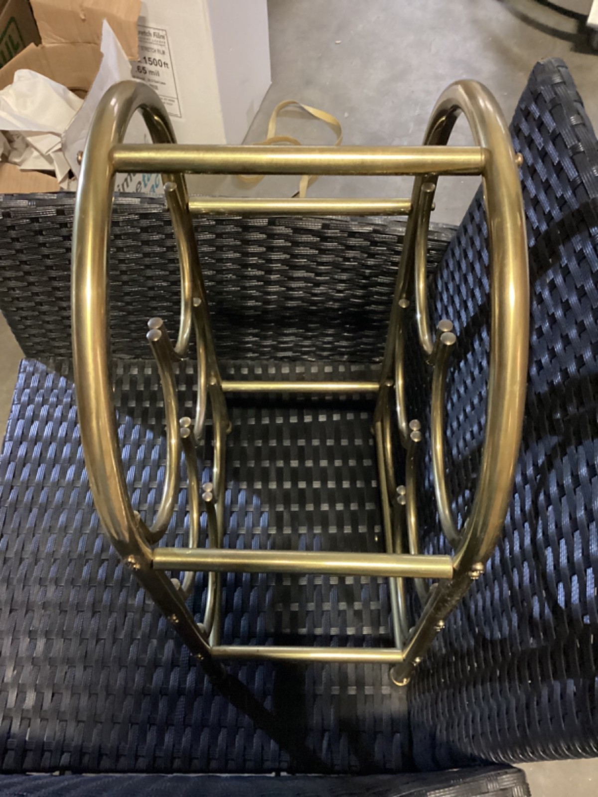 Vintage Wine Rack 3 Tier Holder Brass Gold Metal Mid Century Modern 21” Tall