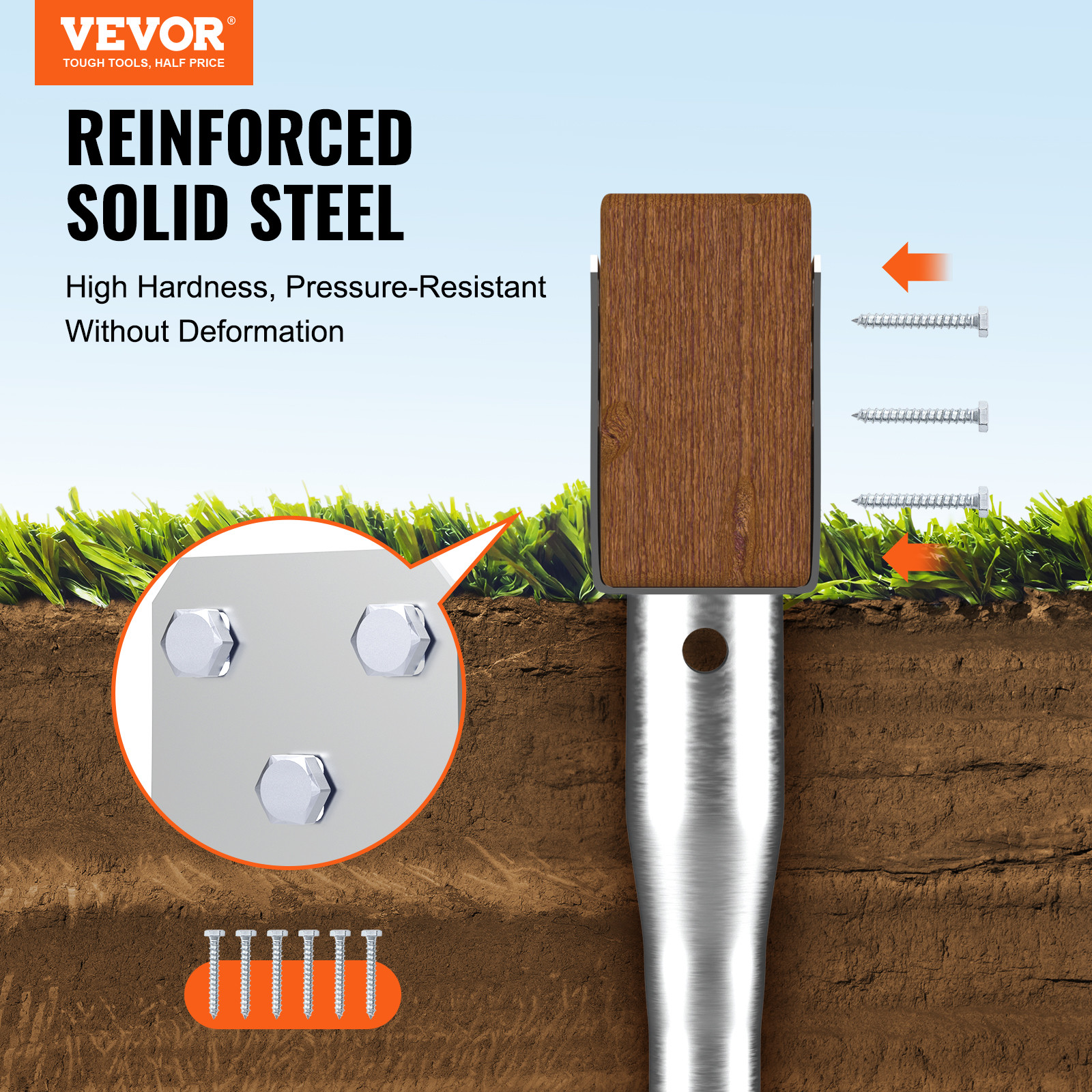 VEVOR No Dig Ground Anchor 4 Pack 3.94 x 2.76 x 27.56 in DIY Screw in Post Stake