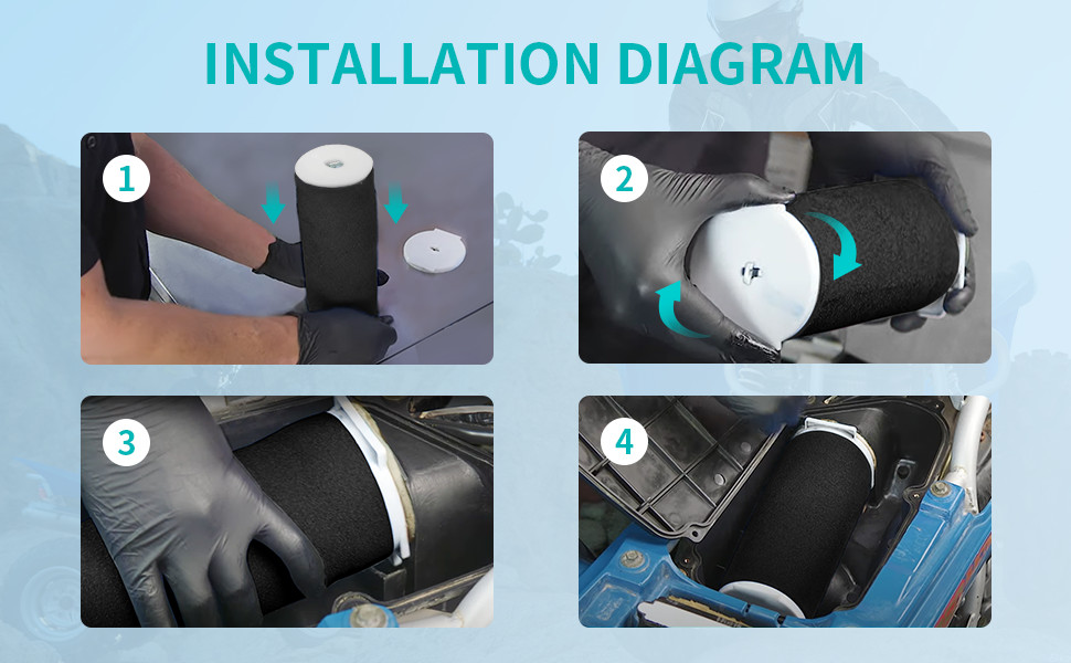 Air Filter & Cage Guide & END CAP Kit 2004-2013 For Yamaha Raptor 350 YFM350R