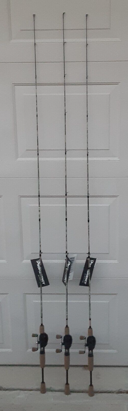 LOT OF 3 PROFISHIENCY CAMO SPINCAST MICRO REEL 6-FOOT / 2-PIECE ROD MED HEAVY