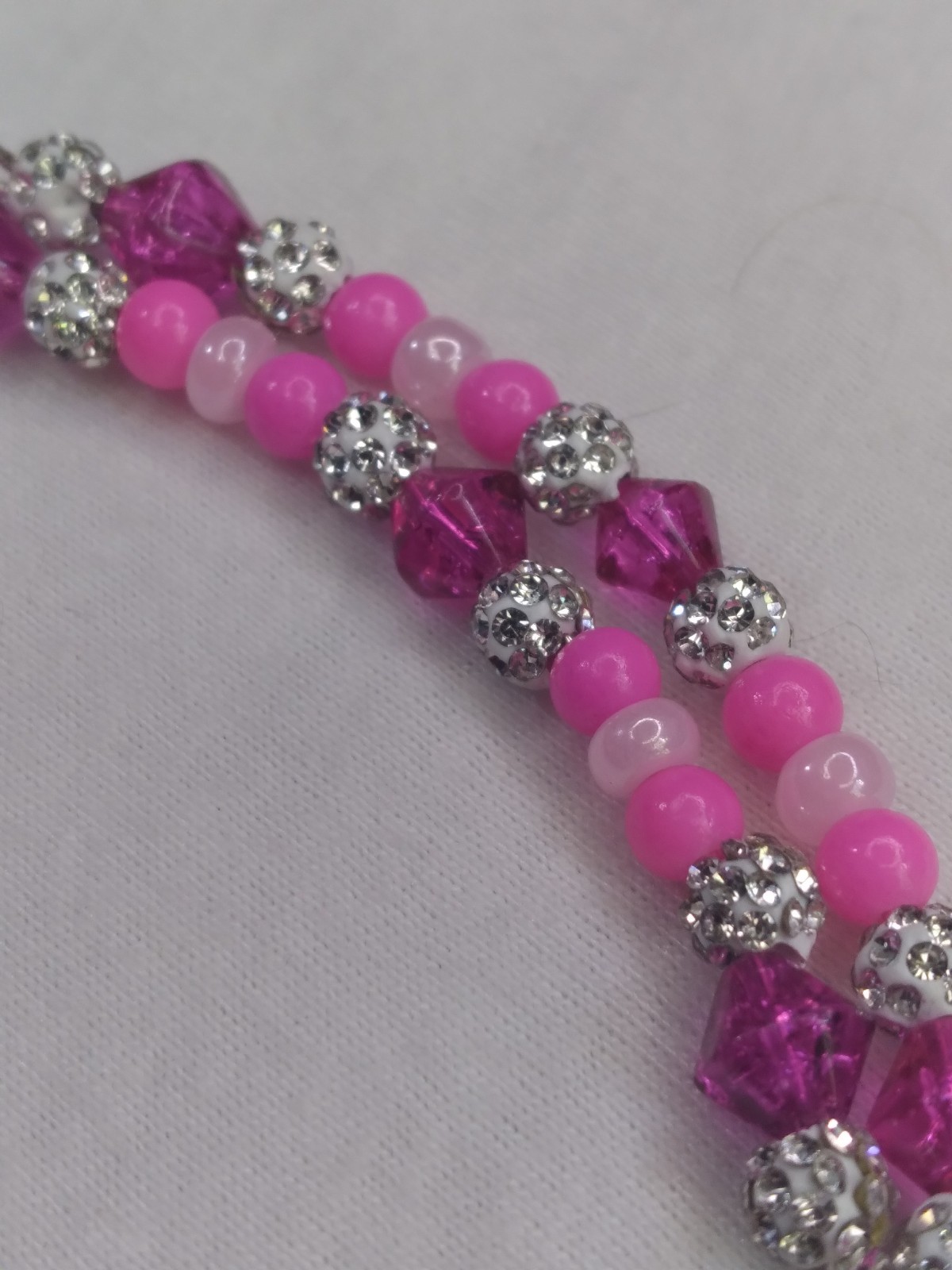 Handcrafted Beaded Pink Polymer Clay Pendant Memory Wire Choker Earring Set