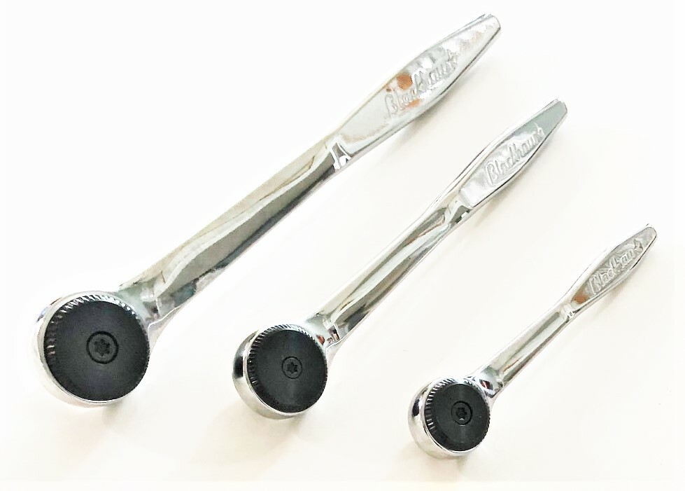 3pc BLACKHAWK PROTO THIN PROFILE FULLY POLISHED RATCHET SET 72 TOOTH 1/4 3/8 1/2