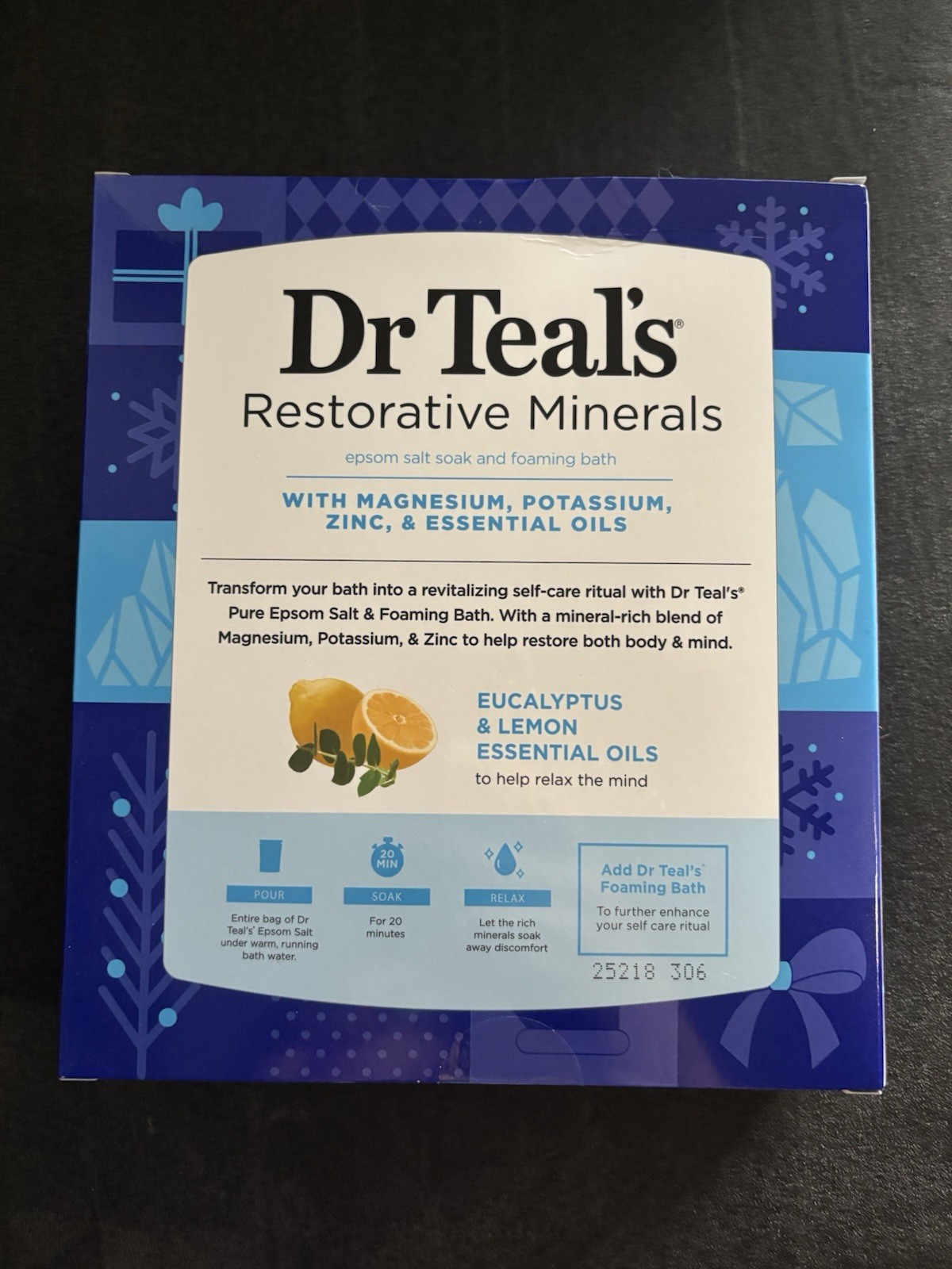 Dr Teals Restorative Minerals Bath Gift Set Magnesium Potassium Zinc 2 piece New