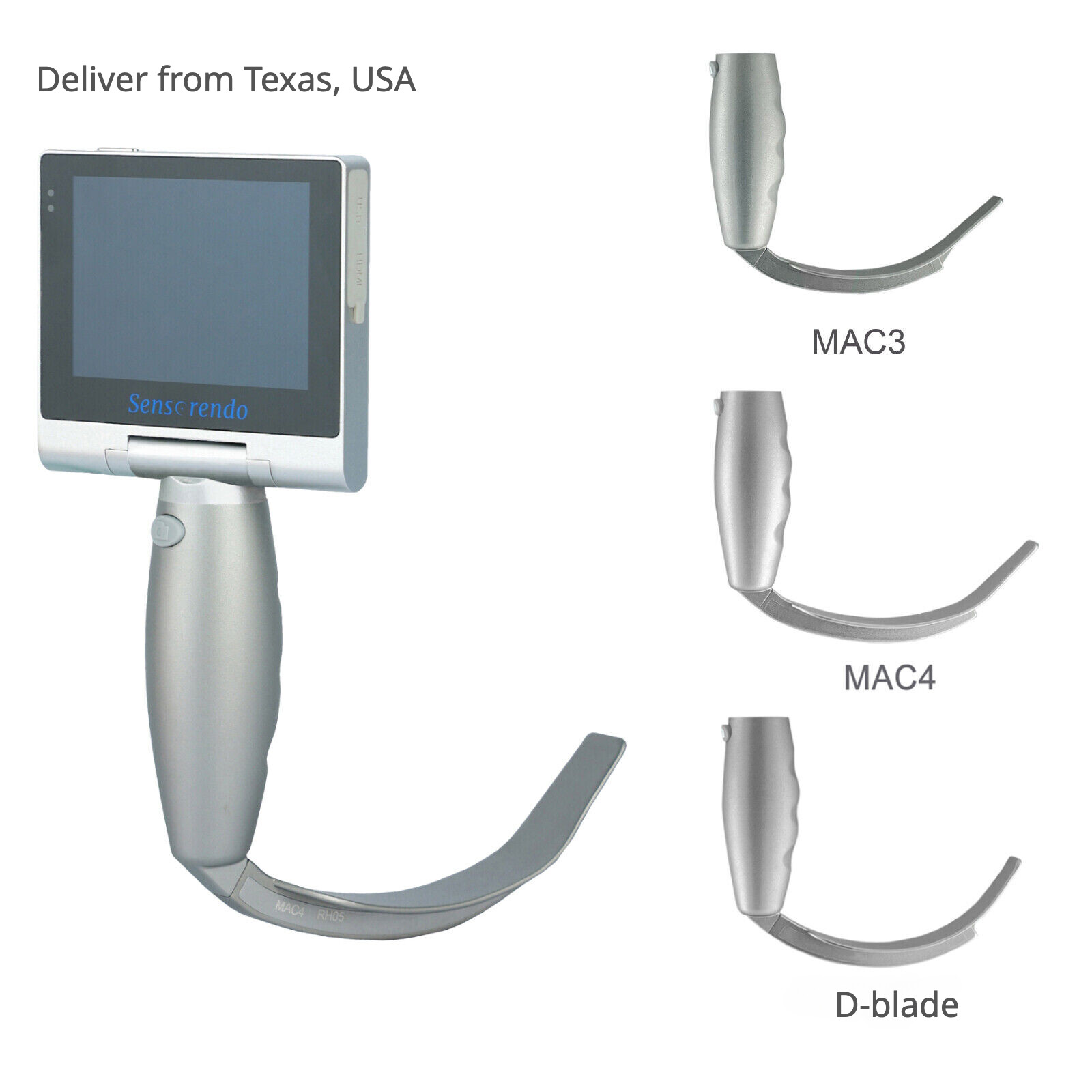 (US Delivery) Video Laryngoscope with 3 Reusable blades (MAC3/MAC4/D-BLADE)
