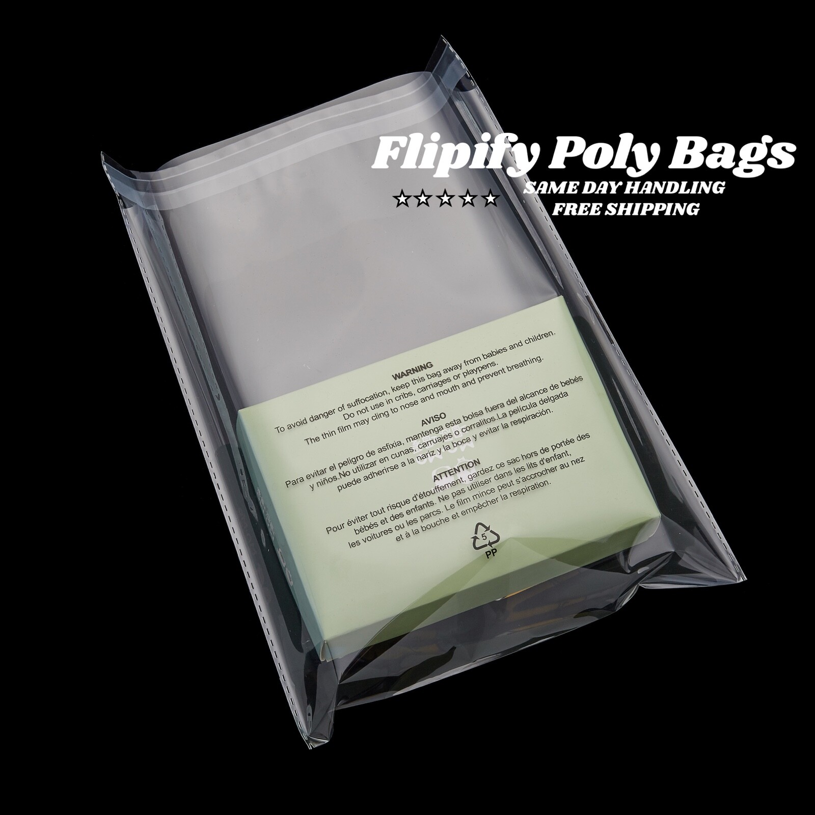 Poly Bags Suffocation Warning Clear 1.5 mil Merchandise Apparel for Amazon