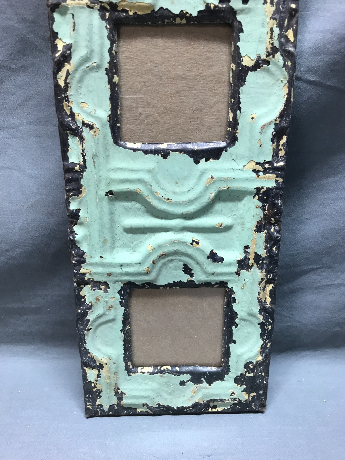 VTG 5x17 Multi Triple 3" Photo Tin Ceiling Metal Picture Frame Old 1847-25B