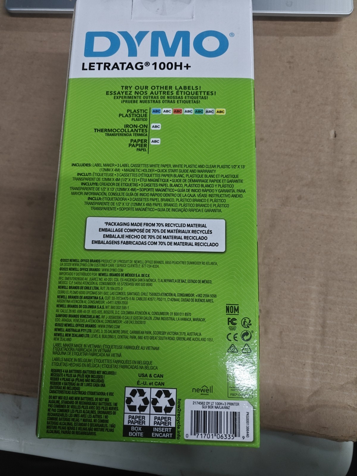 DYMO Portable Printer Handheld Label Maker Black Silver Letratag 100H+ New