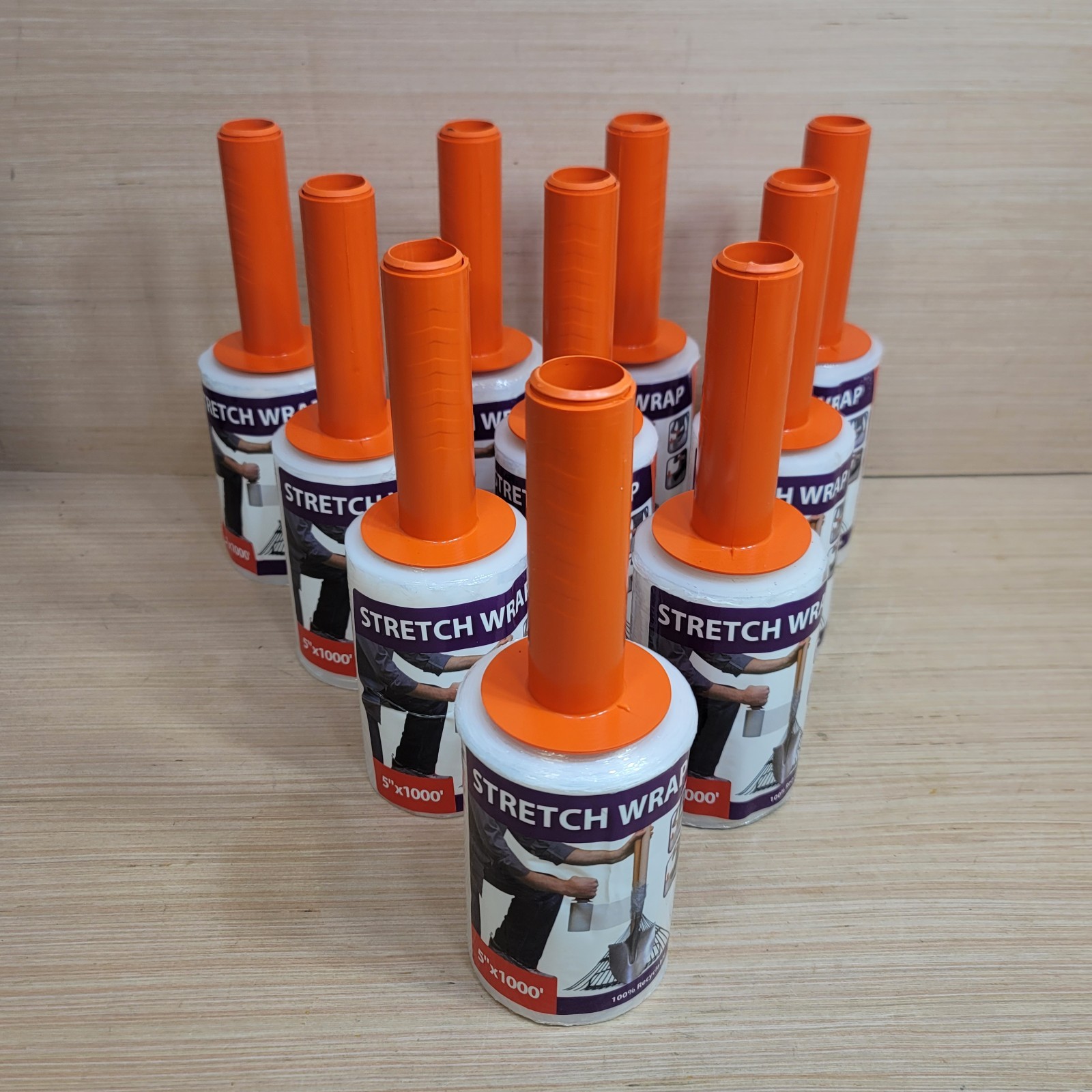 Clear Stretch Wrap 5"×1000' Plastic Roll Moving Shipping Industrial Lot of 10