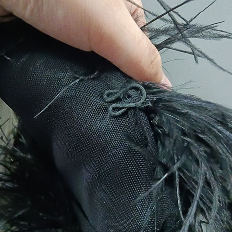 Lady Ostrich Feather Top Cardigan Mesh Sexy See Through Fluffy Feather Blouse