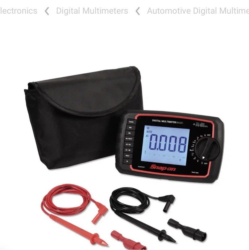 Snap-On EEDM504F Multimeter TRMS Auto-Ranging Backlight Data Hold AC/DC/Hz