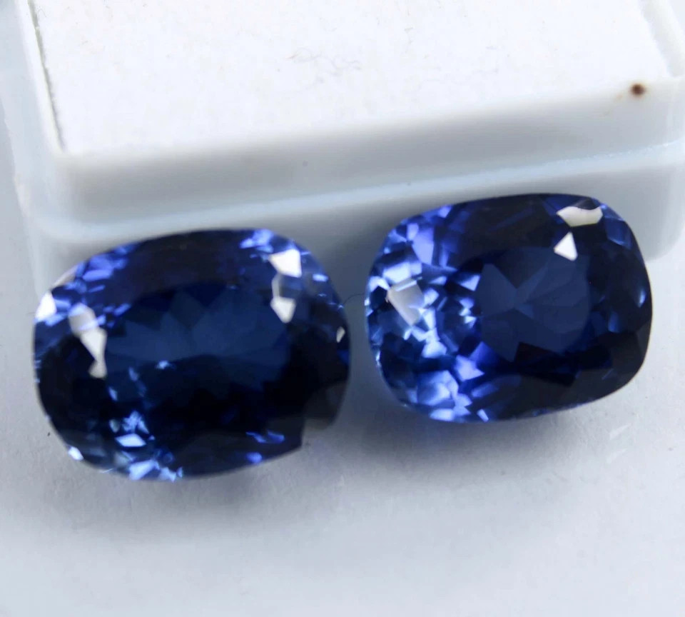 20 Ct Natural Kashmiri Blue Sapphire Cushion Certified Loose Gemstone Pair
