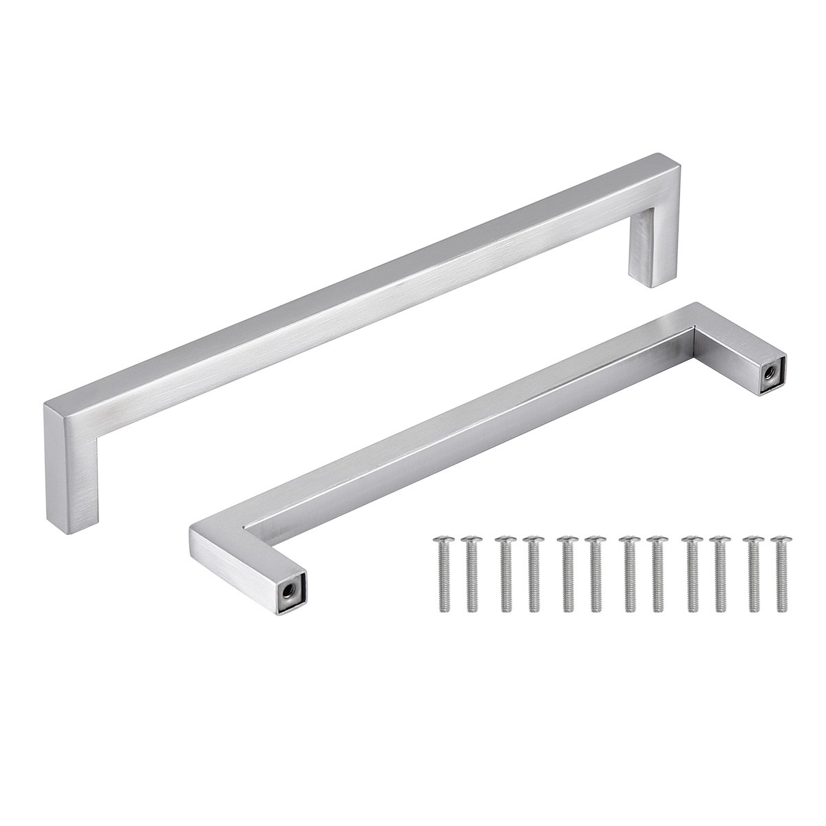 Square Brushed Nickel Cabinet Handles Kitchen Drawer Pulls Stainless Steel Knobs