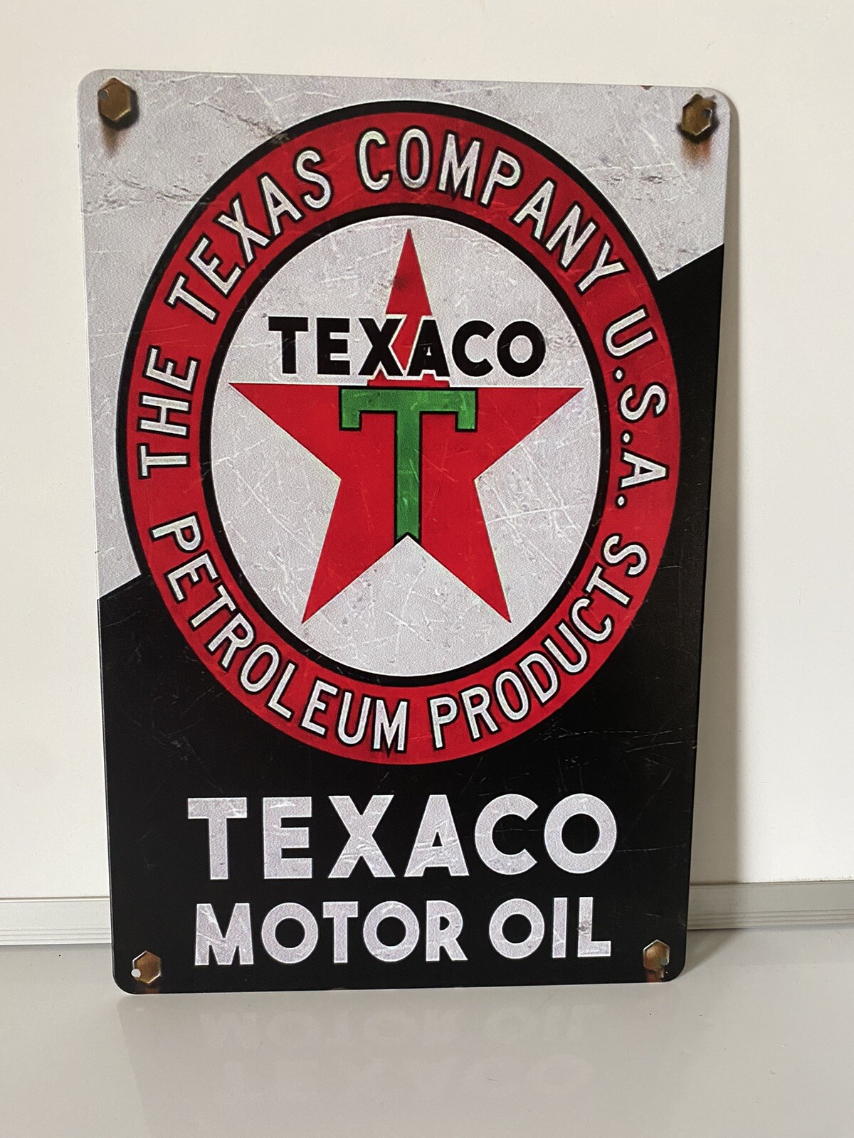 Texaco Motor Oil Sign  - The Texas Company - Petroleum Gas & Oil Vintage Style