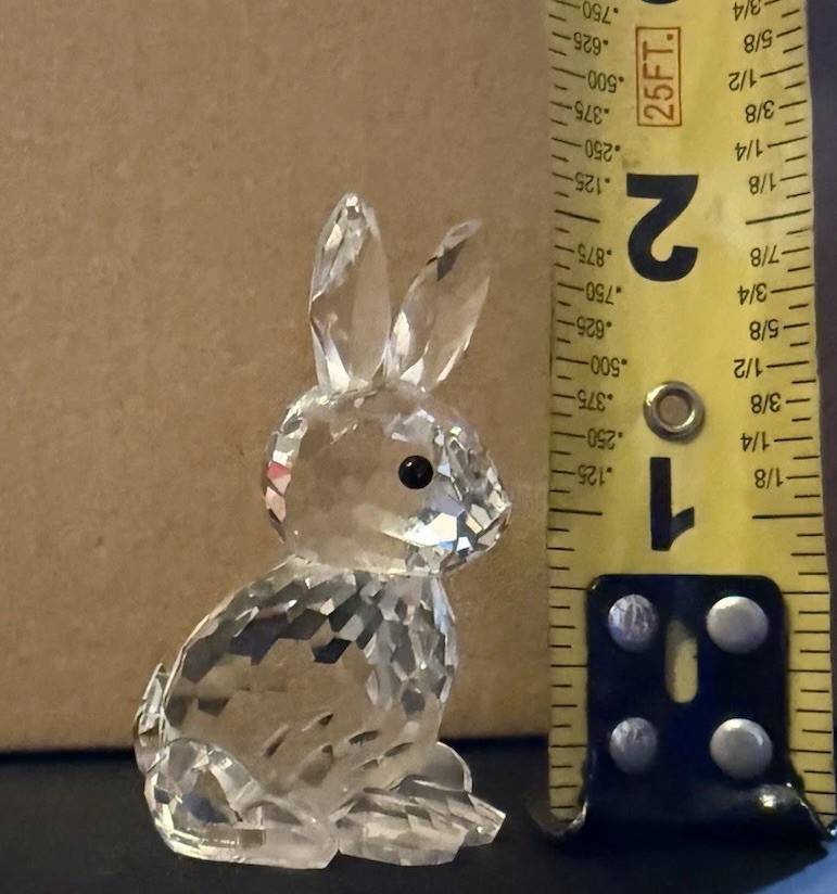 Swarovski Crystal Mother Rabbit Bunny Figurine w/ Black Eyes