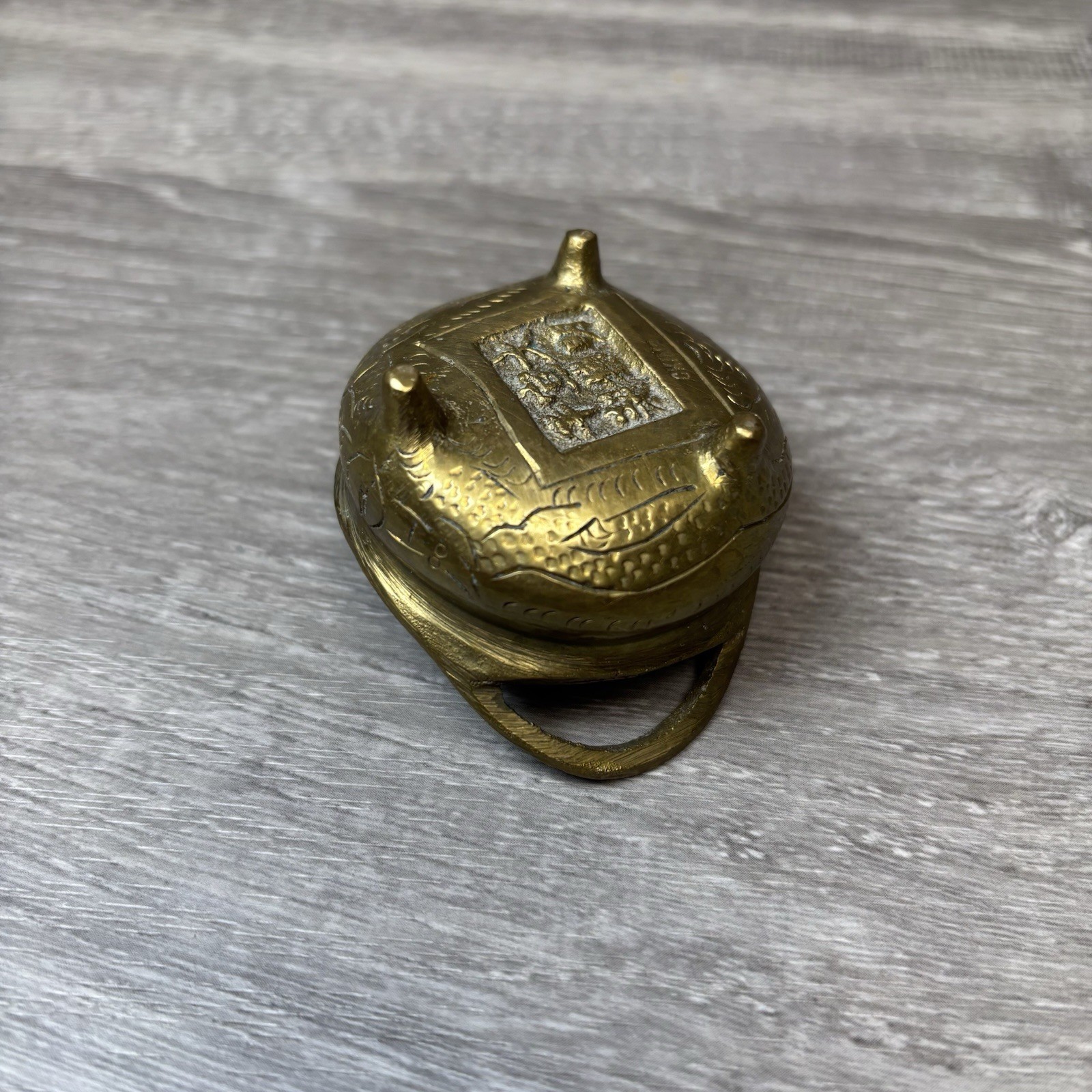 Vintage Chinese Brass Censer Tripod Incense Burner Xuande Reign 6 Hallmarks 2”