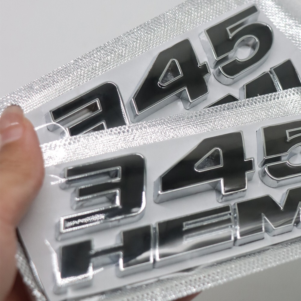 2PCS 345 HEMI Emblems Set For Side Fender Left Right Badge Sticker Chrome Black