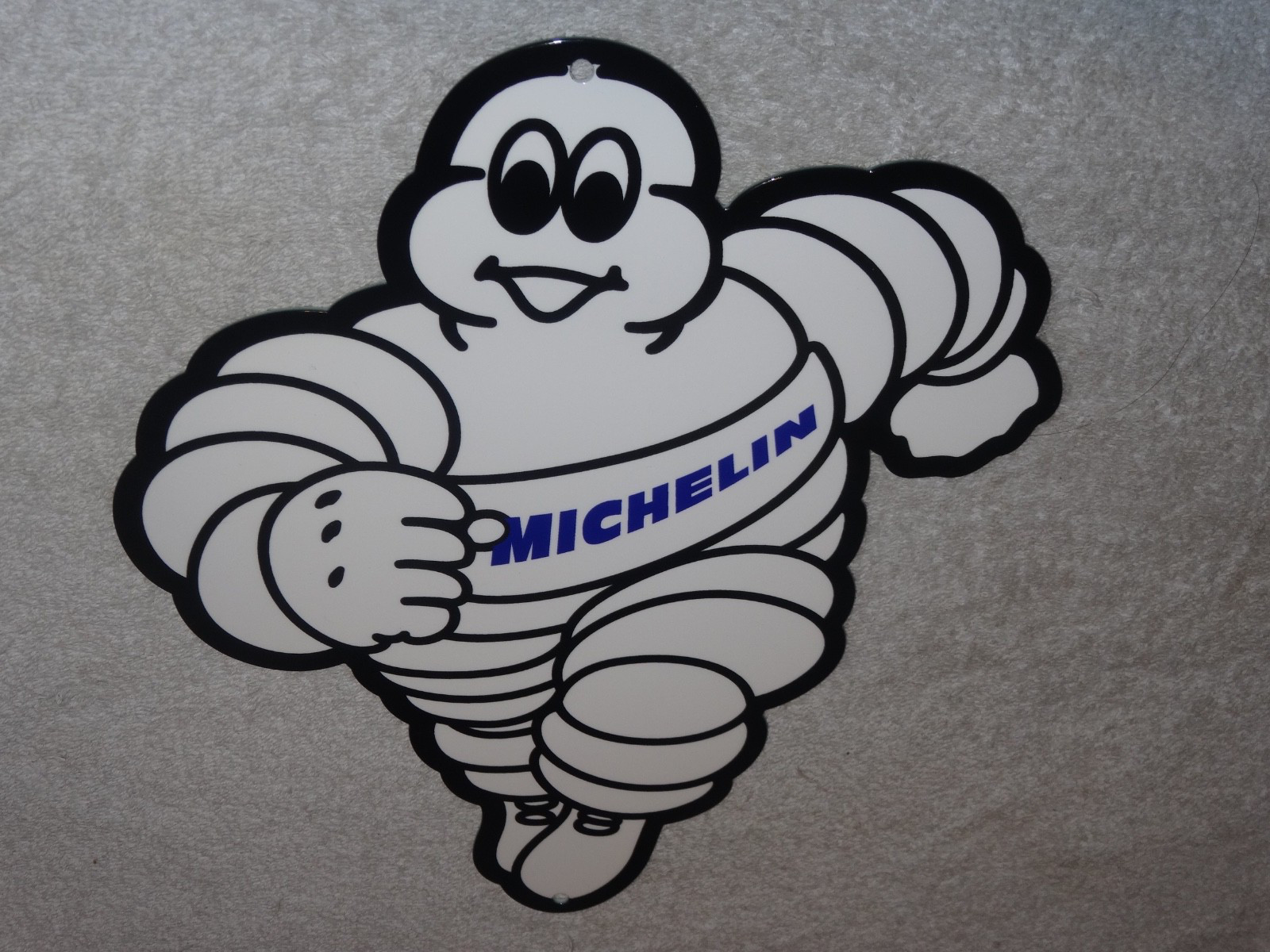 VINTAGE MICHELIN MAN TIRES BIBENDUM TIRE 12" PORCELAIN METAL GASOLINE OIL SIGN!