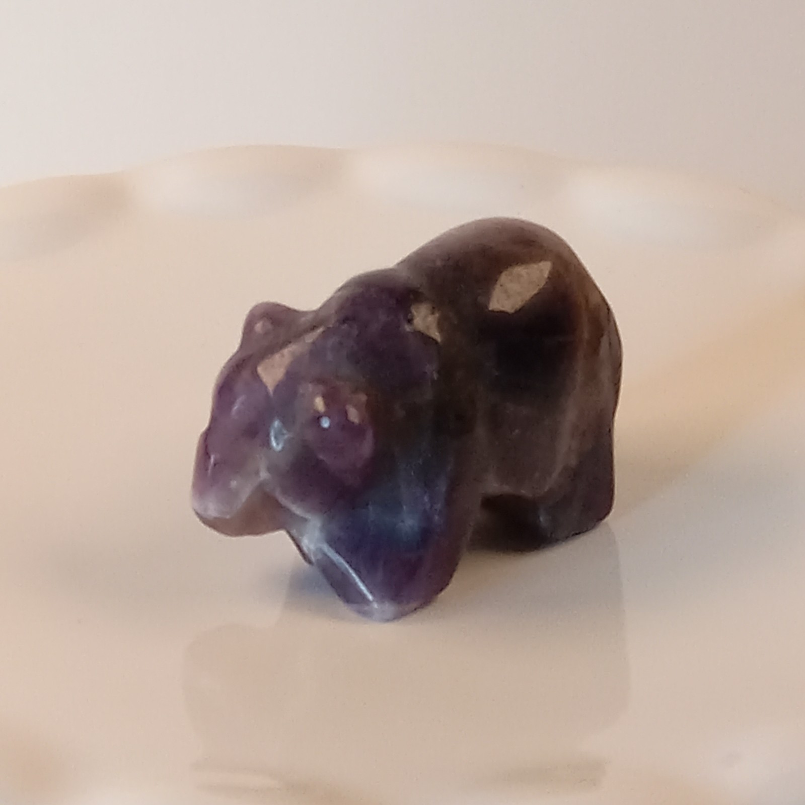 Dream Amethyst Crystal Bear Carving Purple Stone Animal 24g | E59