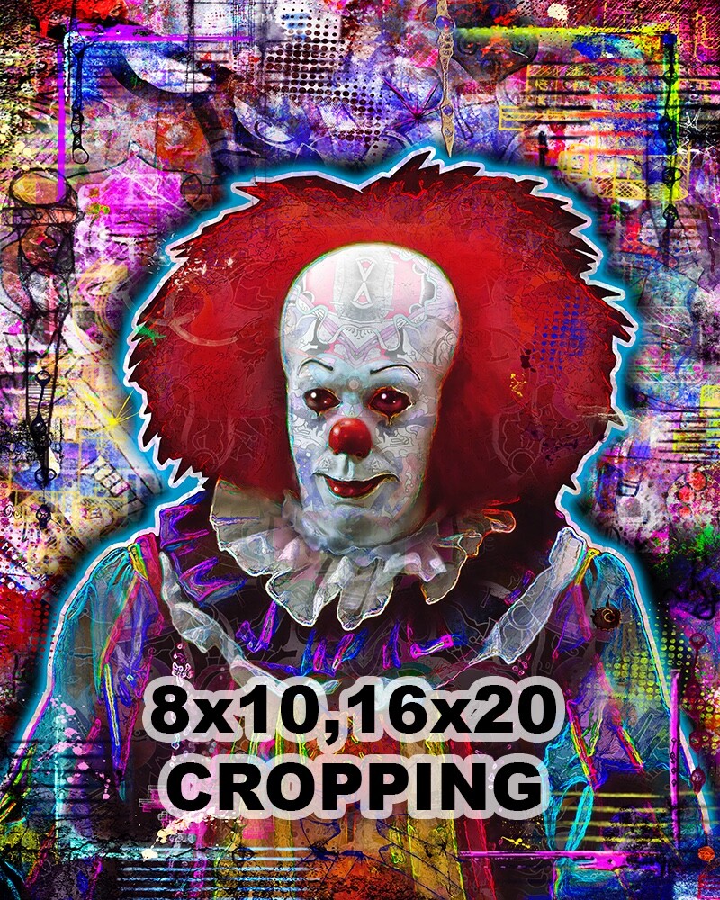 PENNYWISE from "IT" 12x18in Poster, Tim Curry as Pennywise Clown Print Free Ship