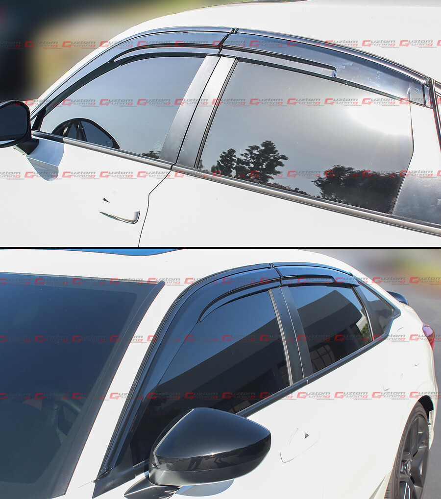 FOR 2022-25 HONDA CIVIC SEDAN PREMIUM MUG STYLE WINDOW VISOR RAIN GUARD W/ CLIPS