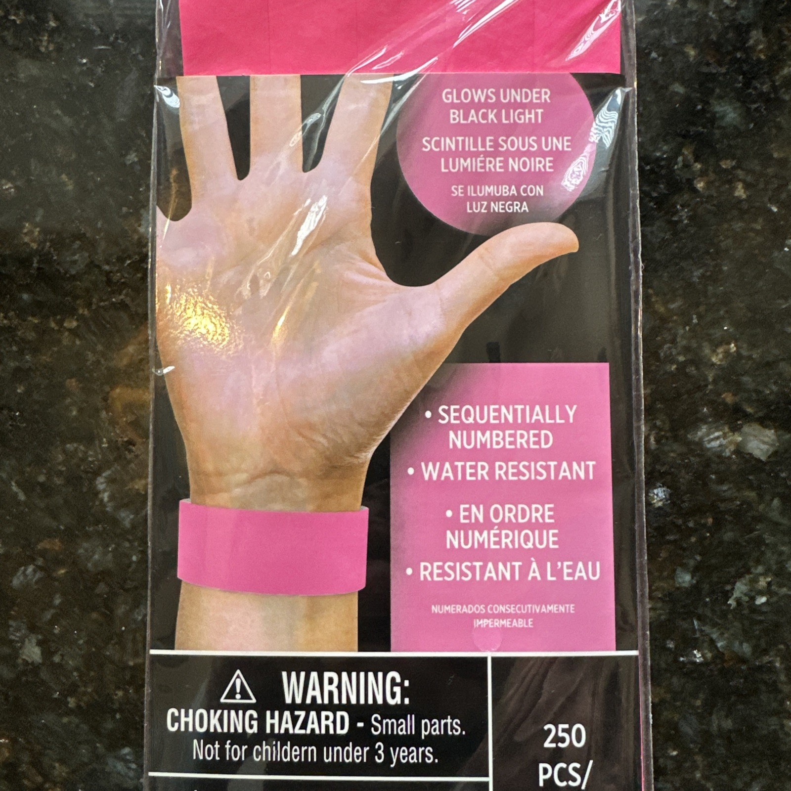 Amscan Tyvek Wristbands Pink 250 count Events Parties Clubs Numbered