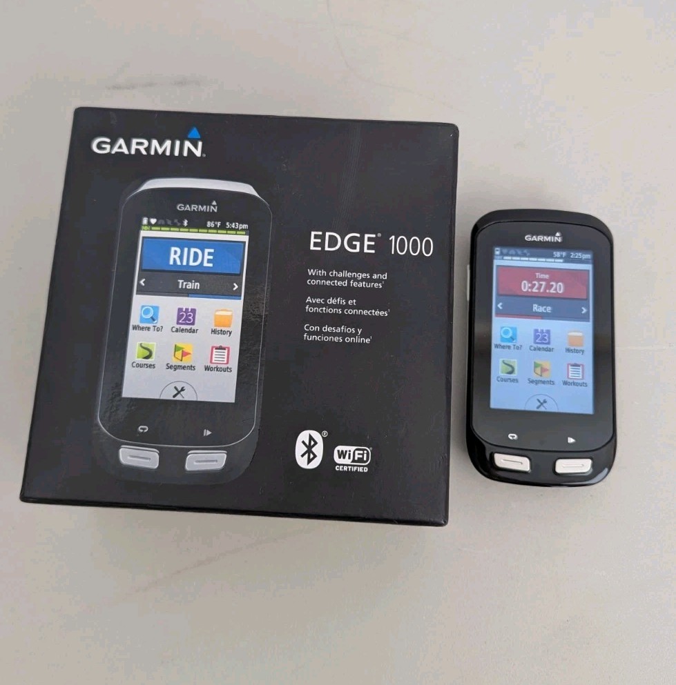 Garmin Edge 1000 Bike Computer With Box (Tested)